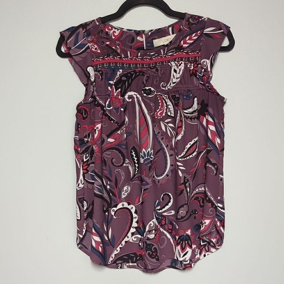 Loft Purple Flutter Sleeve Blouse - Picture 1 of 5
